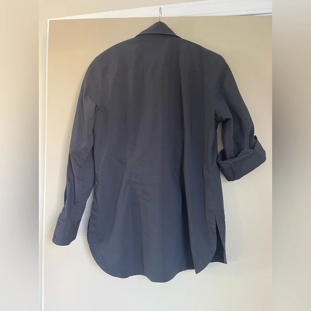 Finley button down Joey roll sleeve top black  sz medium. - Picture 4 of 6